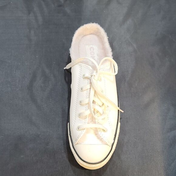CONVERSE ALL STAR IVORY SLIP On SHOES PINK FUR INTERIOR - Picture 5 of 16